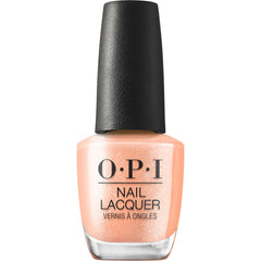 OPI bottle front view showing warm salmon-coral shimmer and glossy benefit