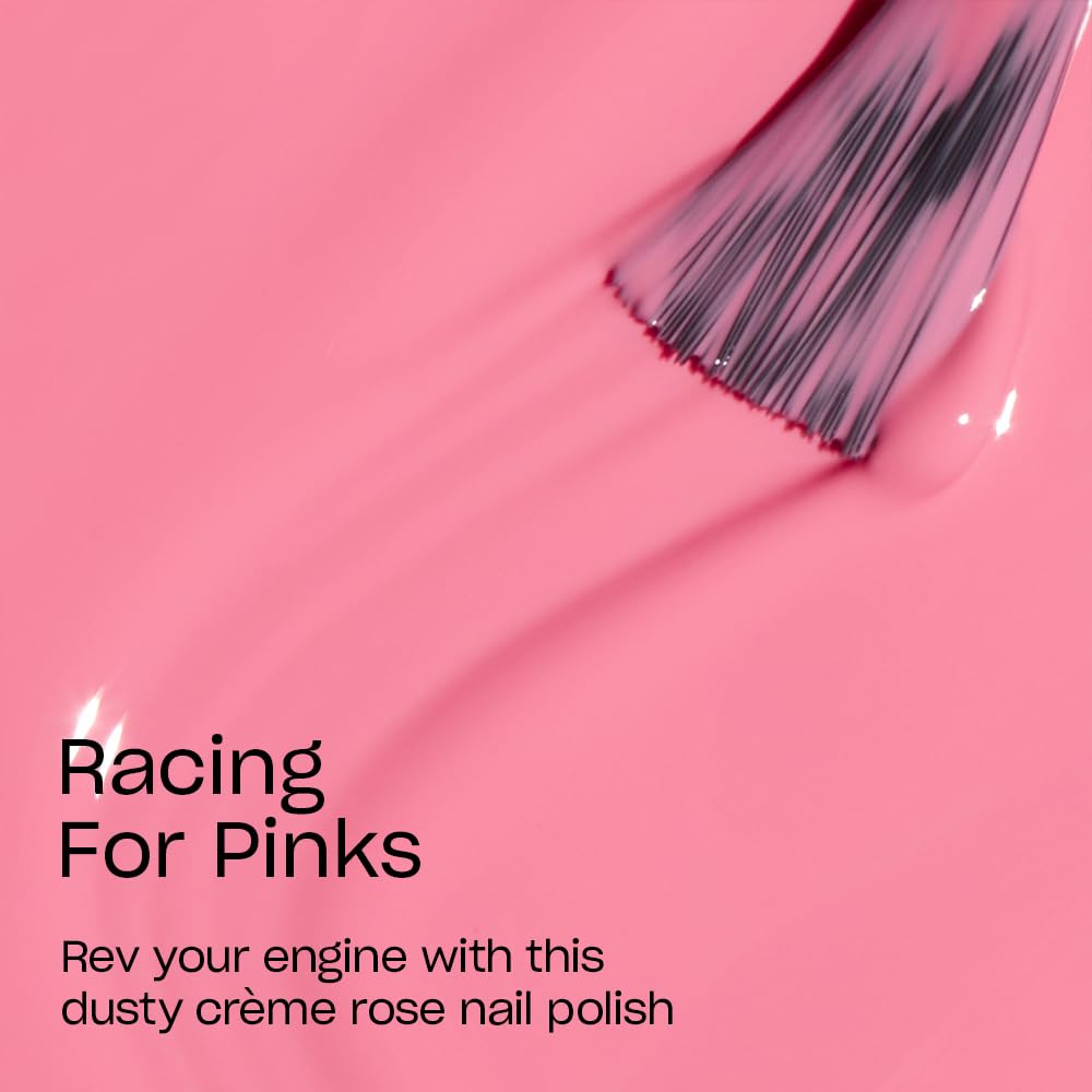 OPI brush stroke detail demonstrating Racing for Pinks smooth coverage benefit