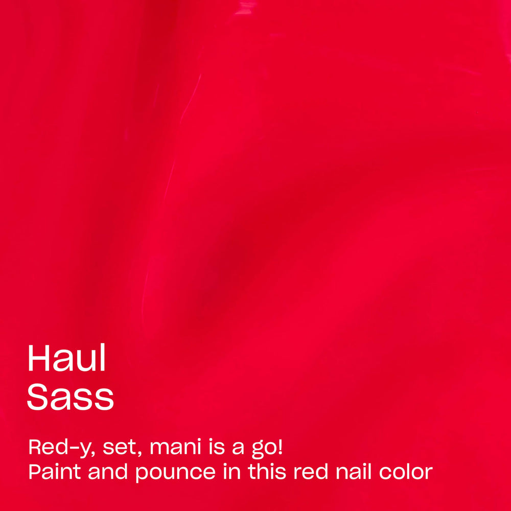 OPI Haul Sass color swatches on fan showing opaque coverage benefit