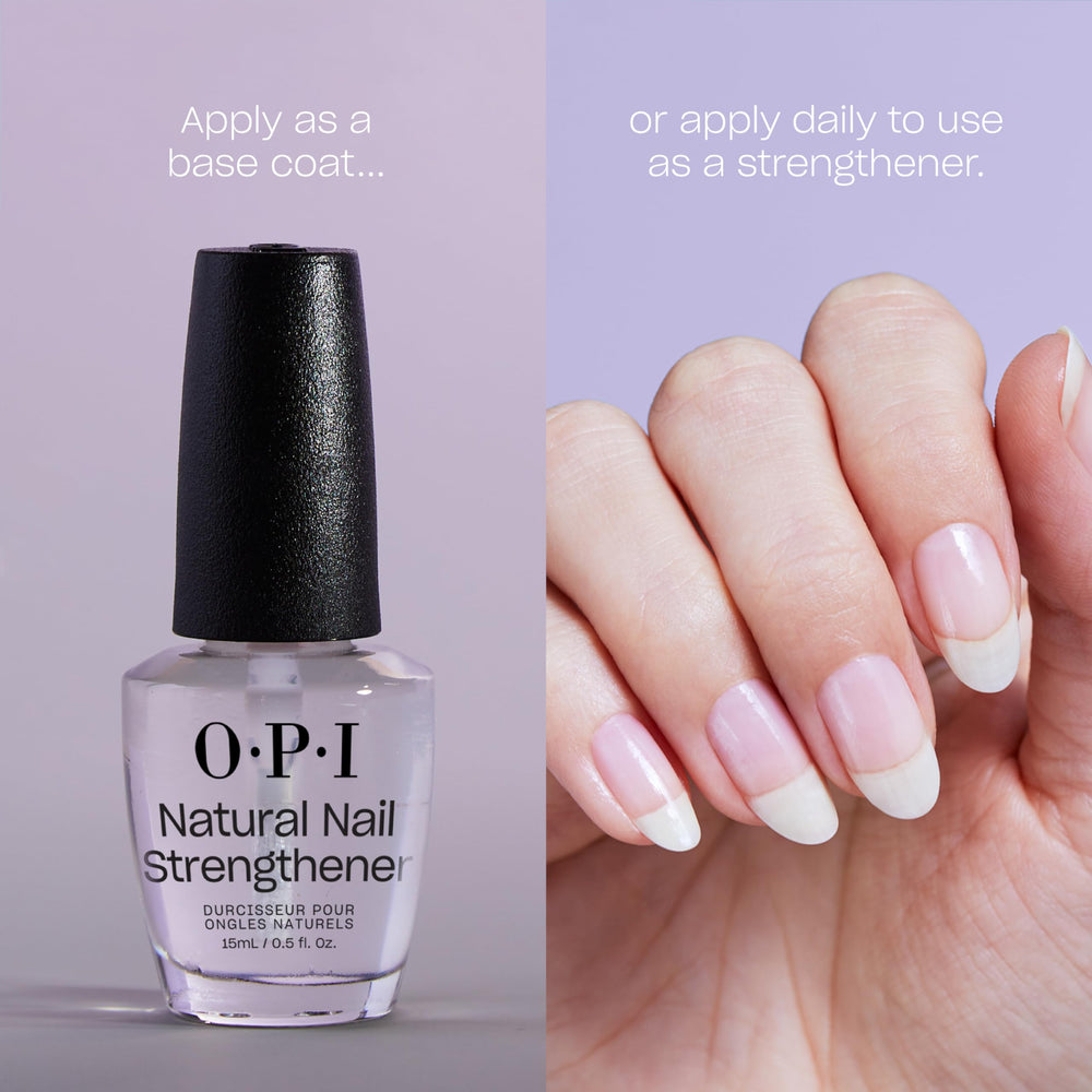 OPI bottle next to coin size comparison illustrating compact travel-friendly benefit