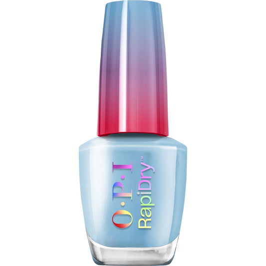 OPI Snap Your Fingers front bottle showing opaque soft blue and glossy finish