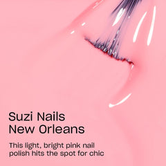 Close-up of OPI Suzi Nails New Orleans texture highlighting even, high-shine crème finish