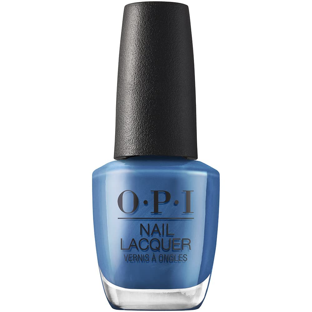 OPI bottle front view showing bright blue pearl shade and glossy finish