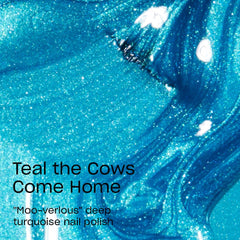 OPI pro-wide brush applying Teal the Cows Come Home for smooth, streak-free coverage