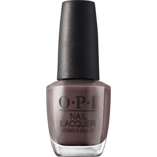 OPI bottle front view showing deep brown crème color and glossy finish