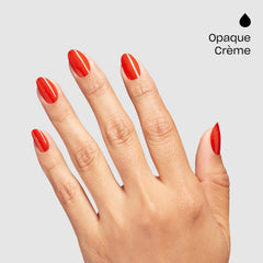 OPI model hands wearing Totally Red-ical showcasing wear look benefit