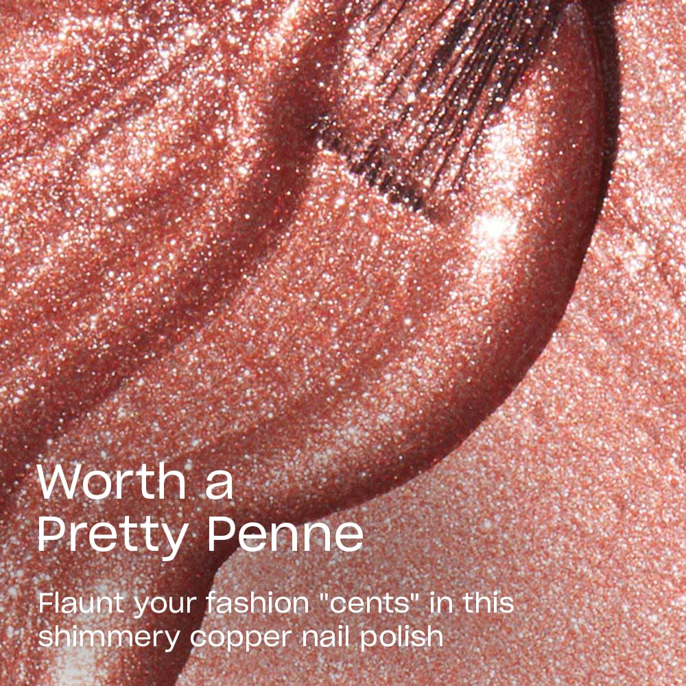 OPI pro-wide brush applying Worth a Pretty Penne for smooth, streak-free coverage benefit
