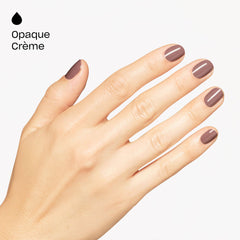 OPI applied on hand demonstrating smooth finish and polished nails benefit