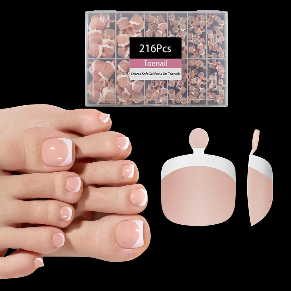 OPkssnails front packaging showcasing 216-piece French toe tips and quick application benefit