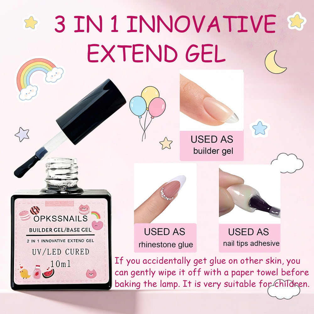OPkssnails glue bottle and nail file detail demonstrating safe application and shaping advantage