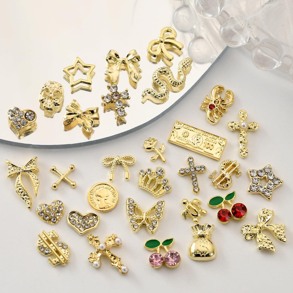 OPMADM close-up of butterfly and bow charms highlighting fine detail