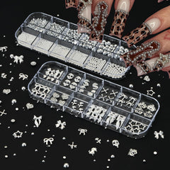 OPMADM close-up of silver caviar beads texture adding sparkle to nail borders