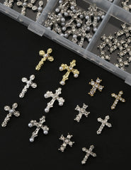 OPMADM close-up of rhinestone cross charm showing sparkle and detail