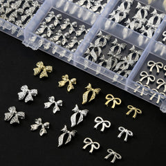 OPMADM flat lay showing five distinct bow styles for creative nail design options