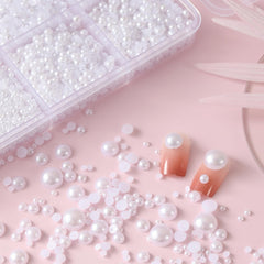 OPMADM pearls applied on nails demonstrating precise placement and sparkle