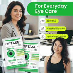 Optase wipe being used to cleanse eyelid demonstrating safe application benefit gentle care