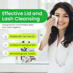 Optase wipe texture close-up showing gentle fibers and cleansing ability benefit effective removal