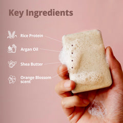 Opuluxe lather foam action demonstrating rich cleanse and conditioning