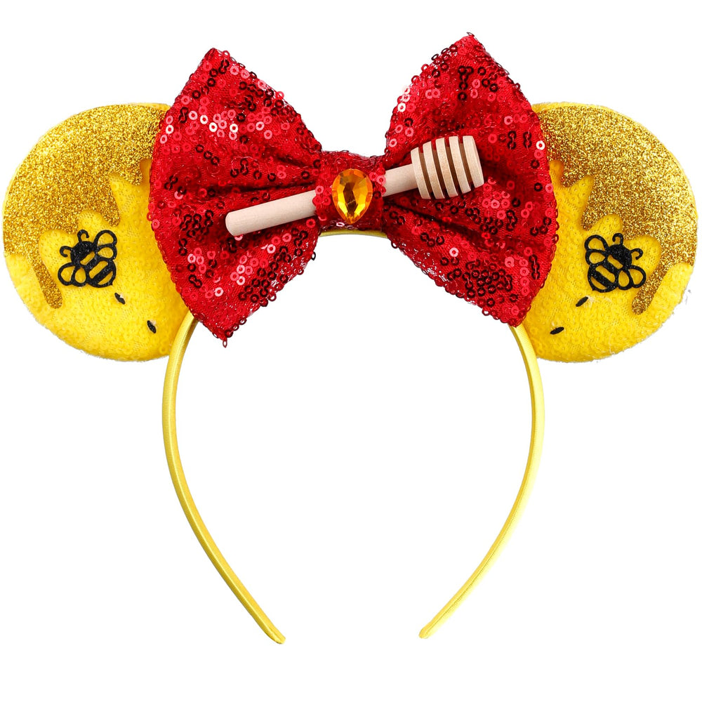 Opzzqz front view headband showing glitter bow and erect ears, playful accessory benefit