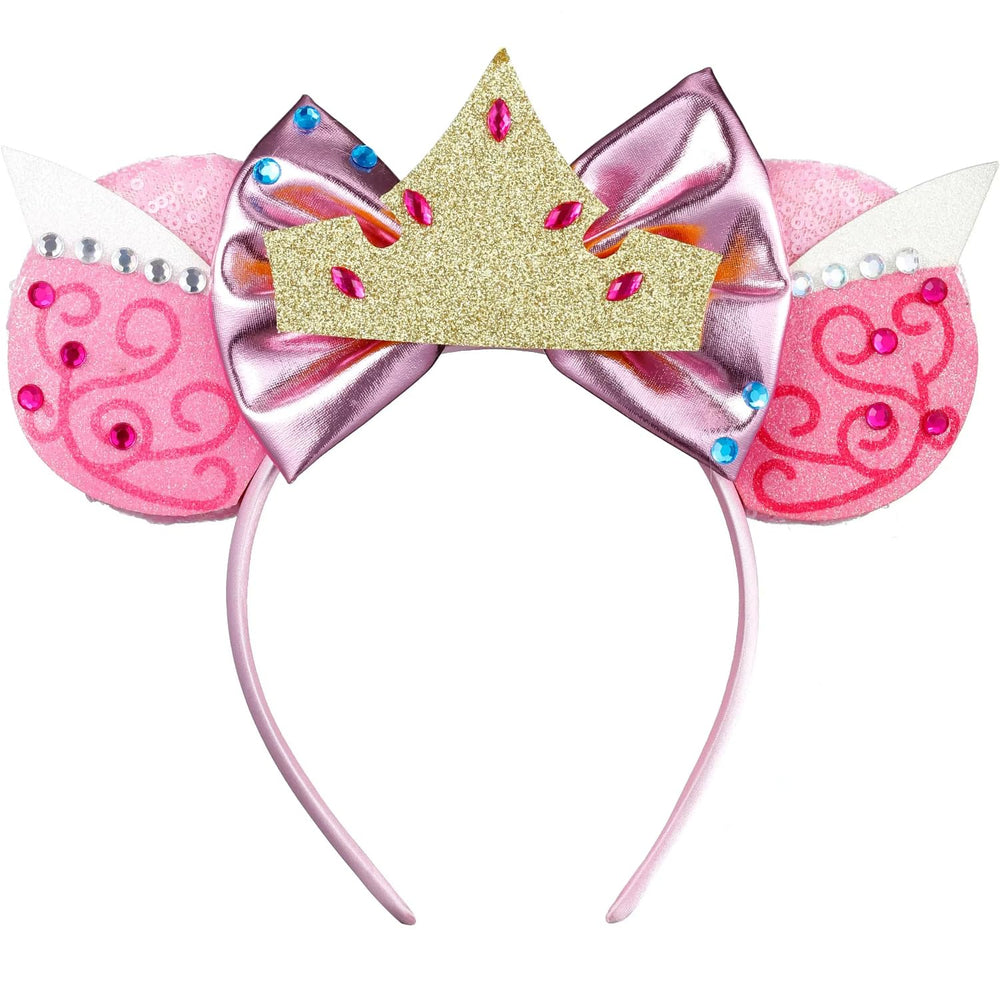 Opzzqz headband front view showing glitter ears and bow for instant party flair
