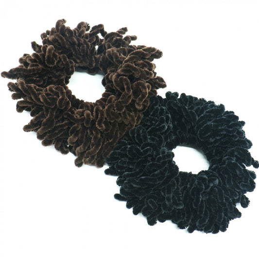 OrangeTag scrunchies front view showing dark coffee and black for instant volume