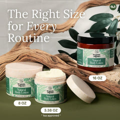 Organic Jaguar lotion on bathroom shelf conveying sustainable packaging benefits