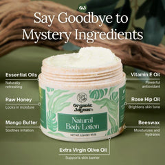 Organic Jaguar dispensing lotion from pump illustrating easy application