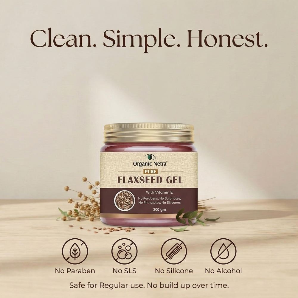 Organic Netra jar on bathroom shelf in lifestyle setting suggesting routine