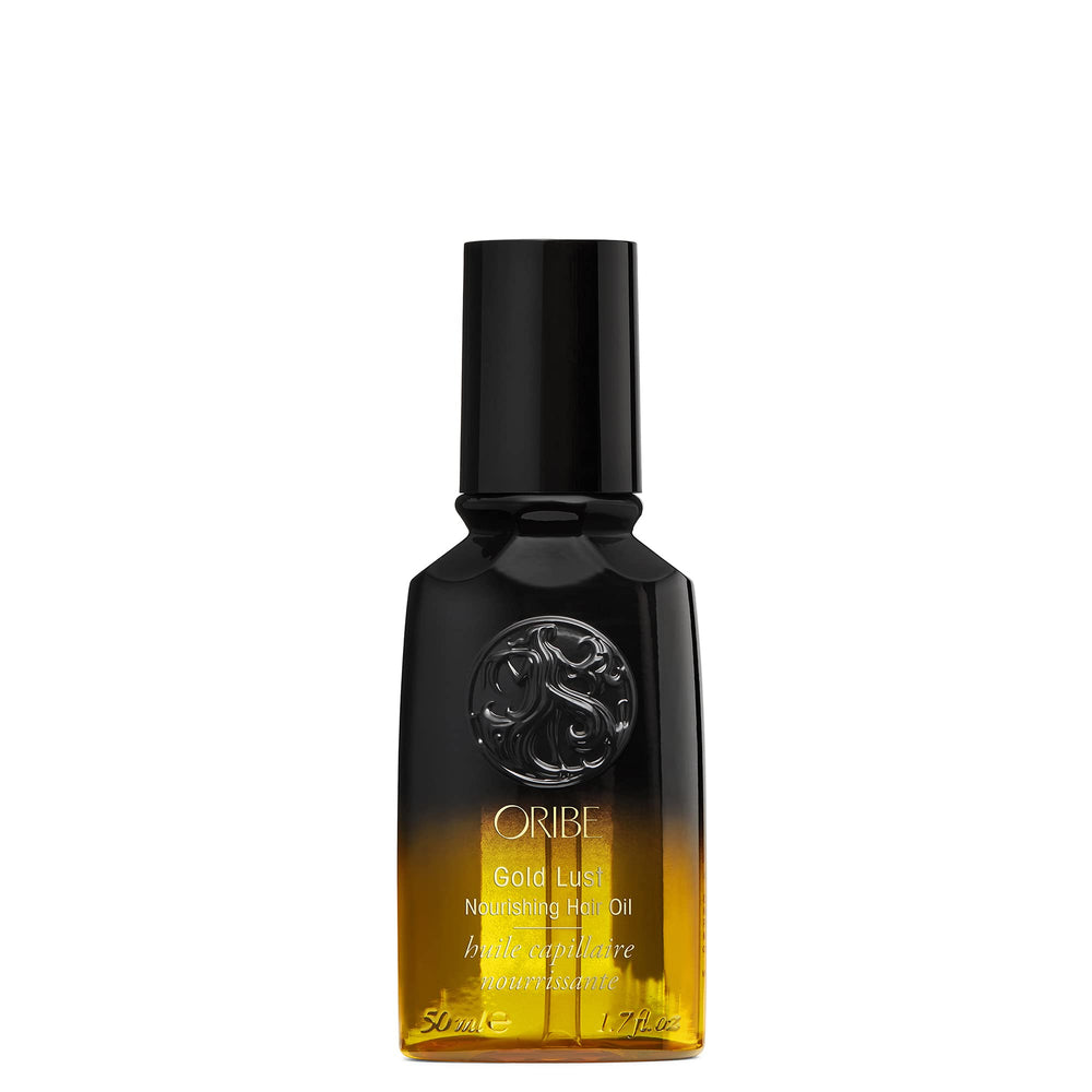 Oribe Gold Lust front bottle showing elegant packaging and luxury finish