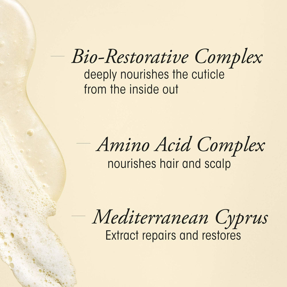 Oribe Gold Lust foam texture on hair demonstrating gentle cleansing benefit