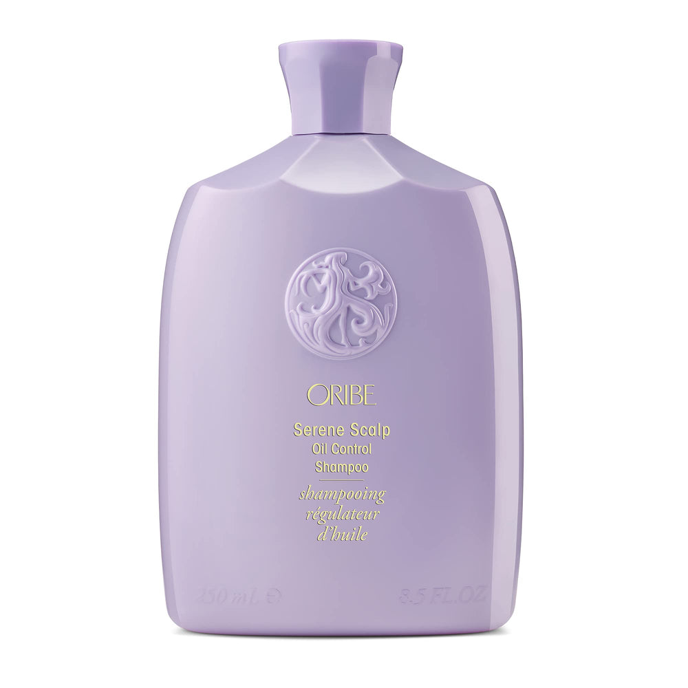 ORIBE lavender packaging front view shows premium bottle and calm styling benefit