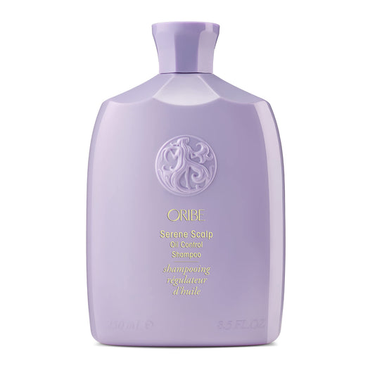 ORIBE lavender packaging front view shows premium bottle and calm styling benefit