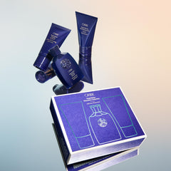 ORIBE before and after hair showing added shine and smoothness benefit