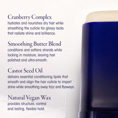 Oribe Supershine ingredients label detail showing vegan and silicone-free benefits