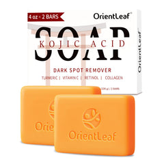 ORIENTLEAF front packaging showing two bars and brightening benefits