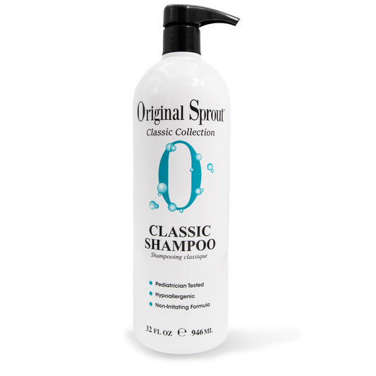 Original Sprout bottle front showing gentle family cleanser and benefits