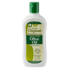 Originals by Africa's Best front label showing 12oz bottle and moisturizing benefits