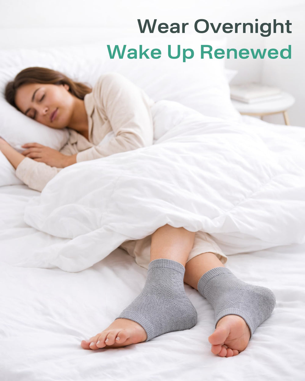 Originbuty heel socks being used after cream application, boosts topical absorption