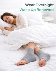Originbuty heel socks being used after cream application, boosts topical absorption