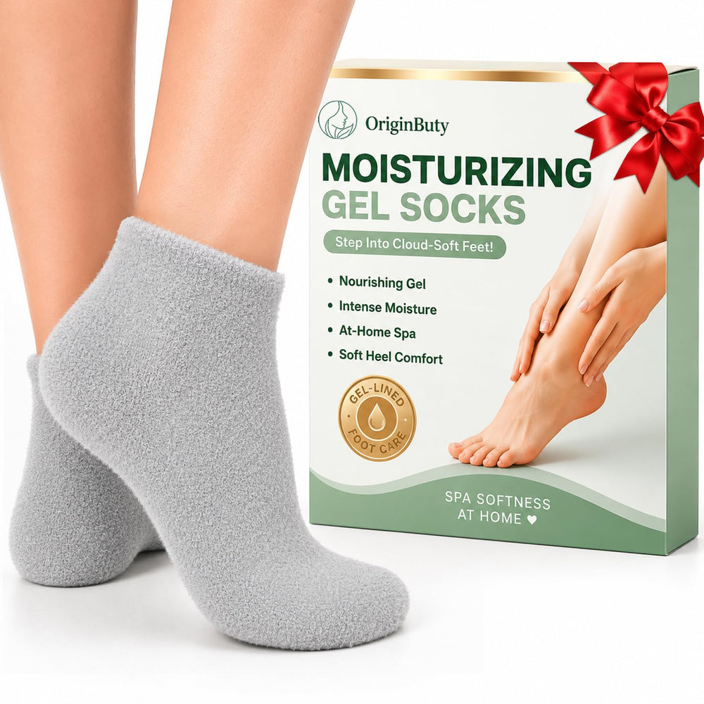 Originbuty front packaging showing gel socks and benefits