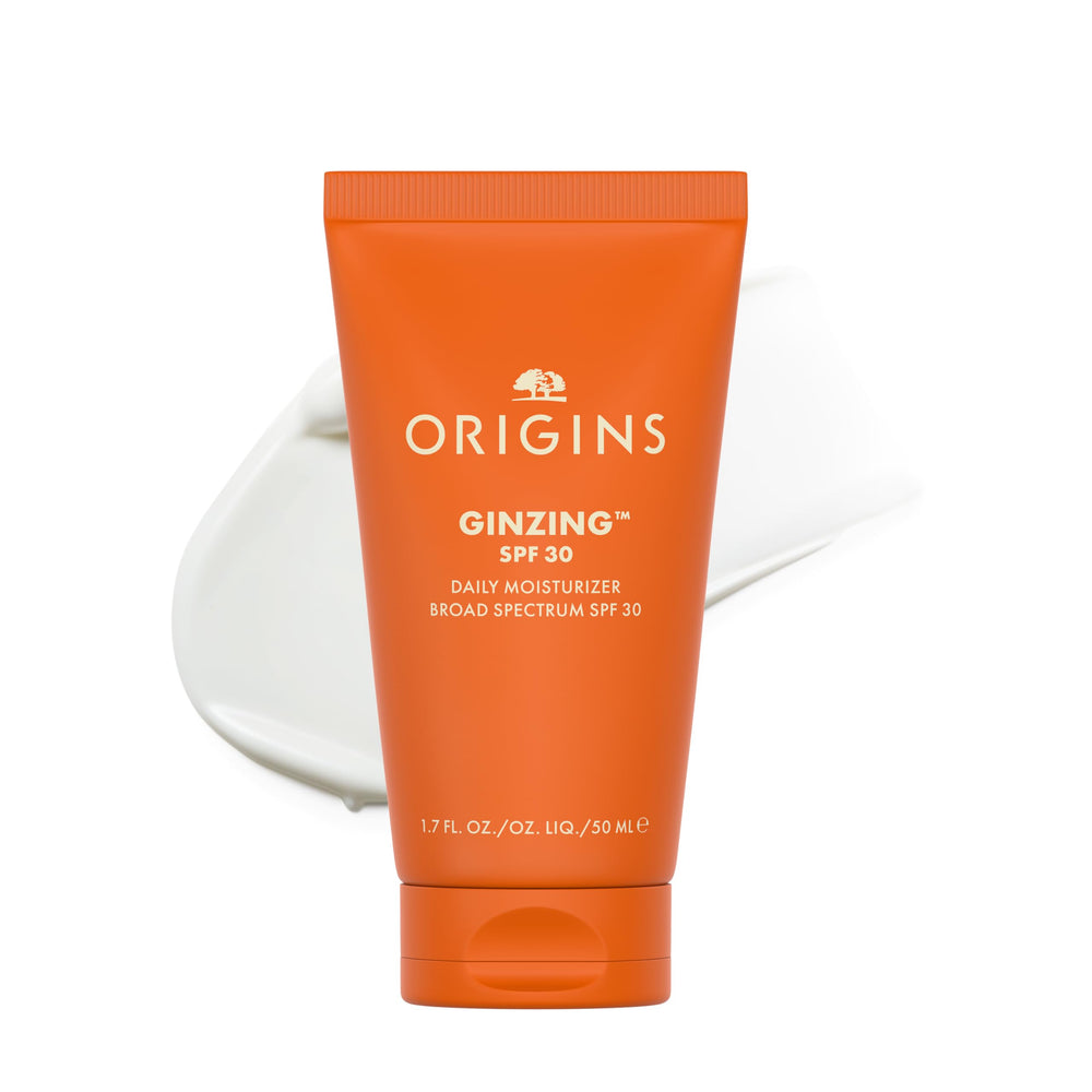 Origins GinZing front tube showing product and SPF 30 benefits