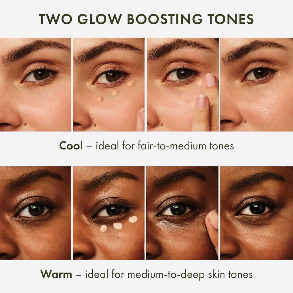 Origins GinZing label close-up showing ingredient highlights and vegan, ophthalmologist-tested benefit