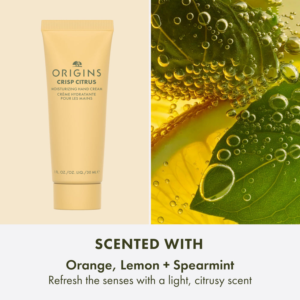 Origins hand creams grouped beside passport showing compact, travel-friendly convenience