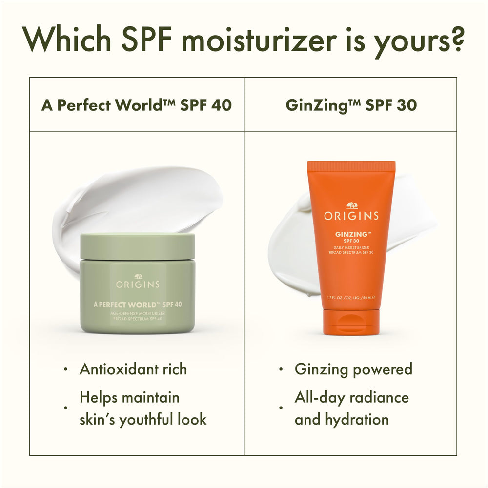 Origins before and after application showing hydrated, healthier-looking skin