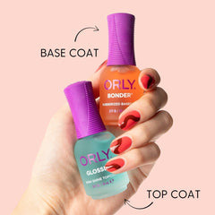 Close-up of Orly Bonder rubberized texture highlighting flexible adhesion benefits