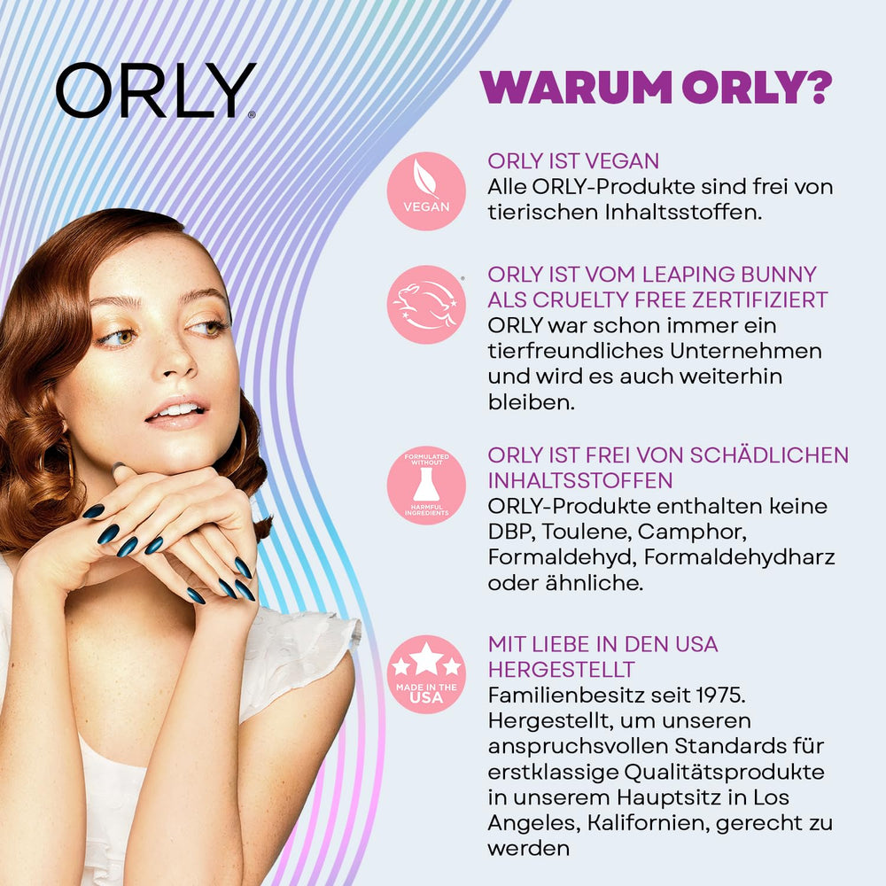 Orly manicure lifestyle scene showing vibrant color and hydrated nails