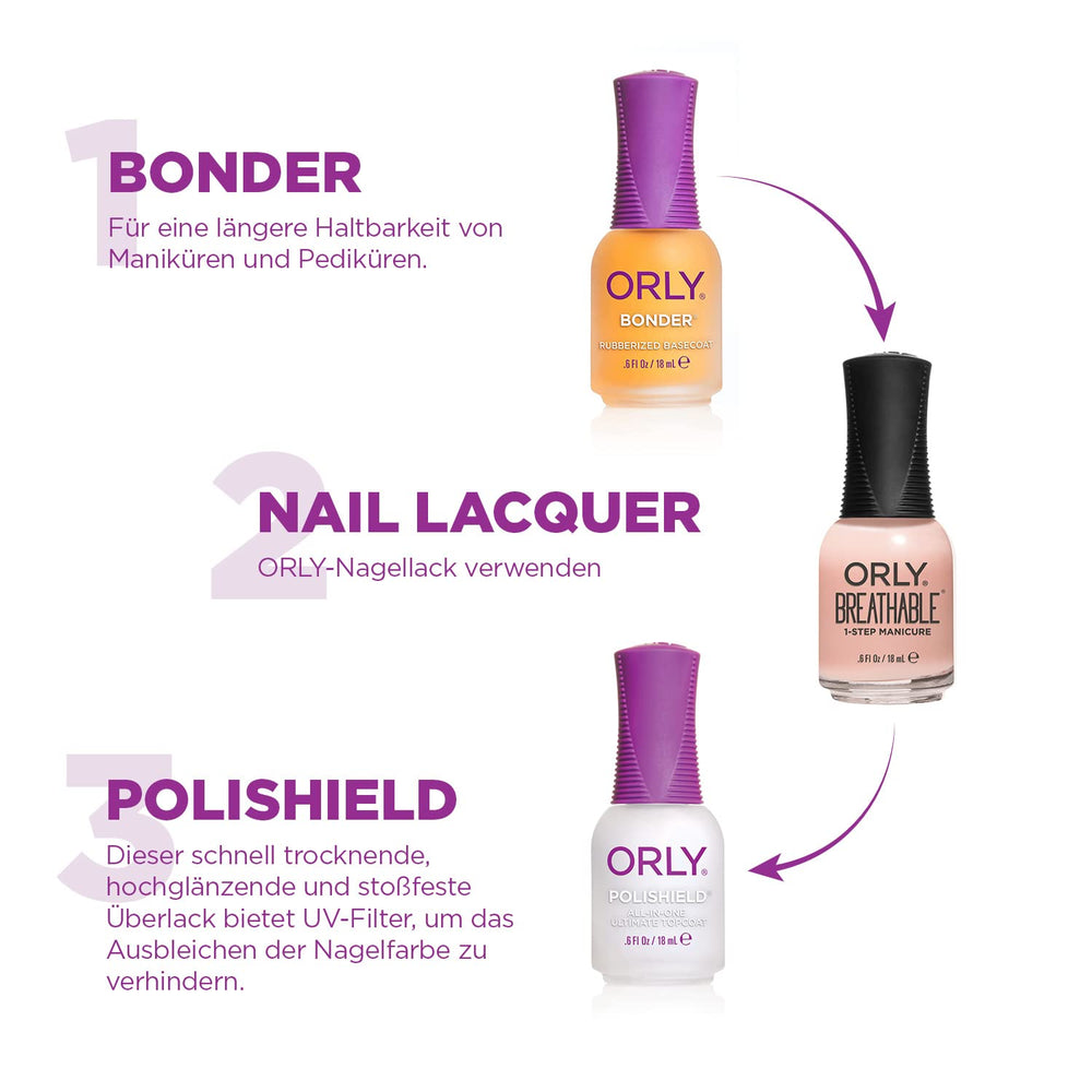 Orly 0.6 fl oz bottle next to ruler showing compact size advantage