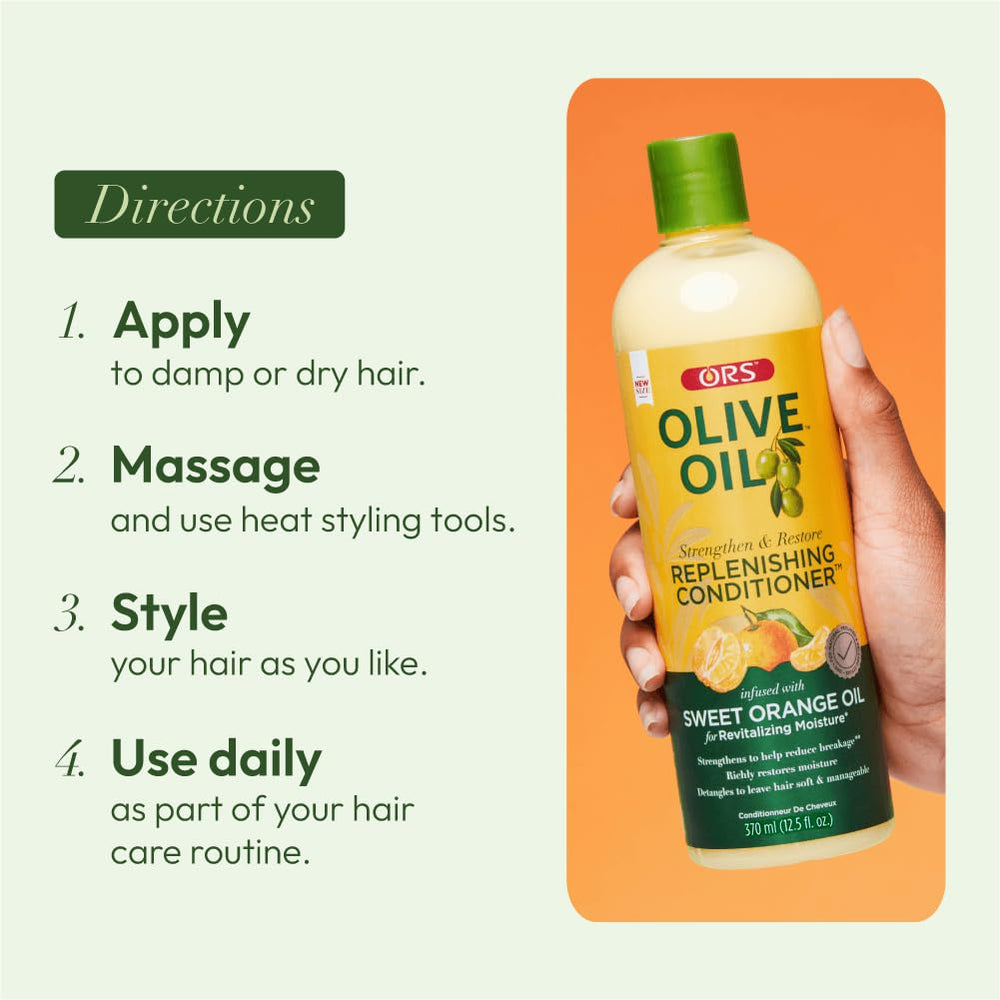 ORS conditioner on bathroom shelf with towel highlighting daily grooming benefit