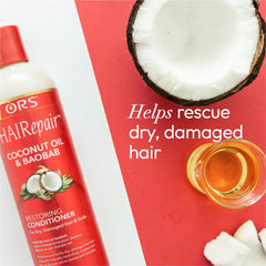 ORS conditioner texture close-up revealing creamy restorative formula