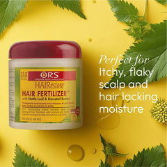 ORS applied to scalp by hand showing targeted treatment to soothe and nourish